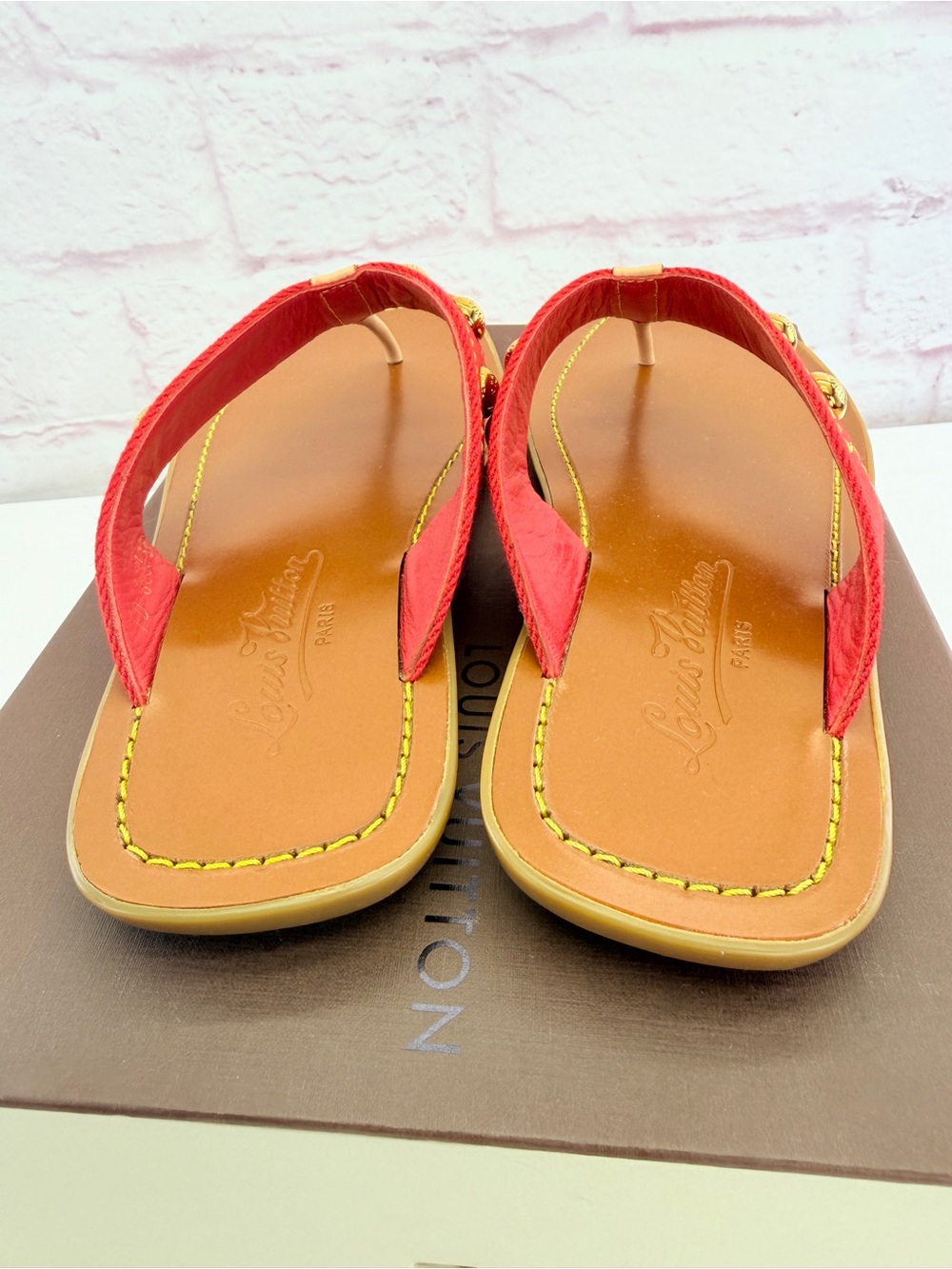 Louis Vuitton Sunny Red Studded Thong Sandals 38 - Picture 8 of 10